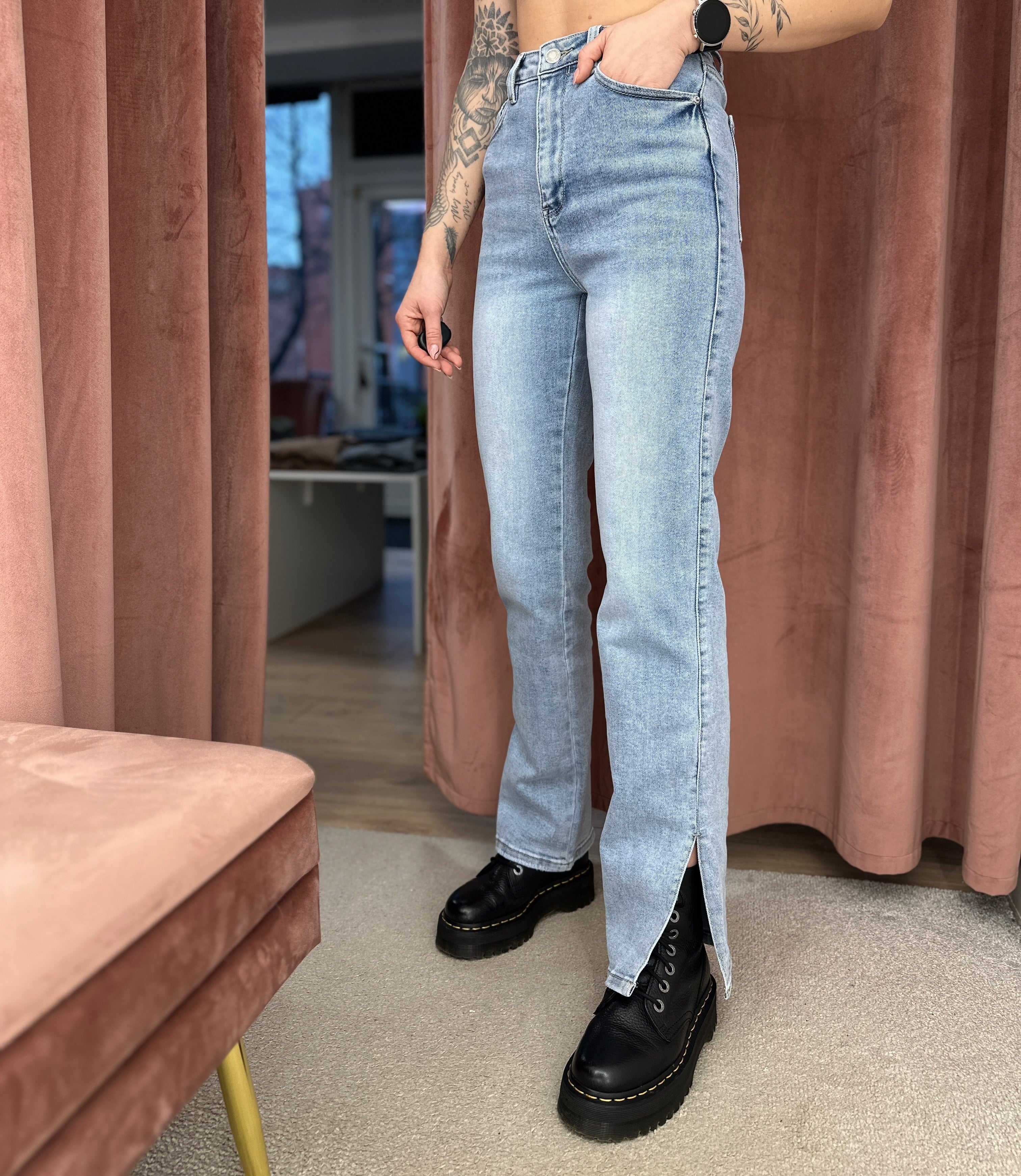 Džinsai aukštu liemeniu