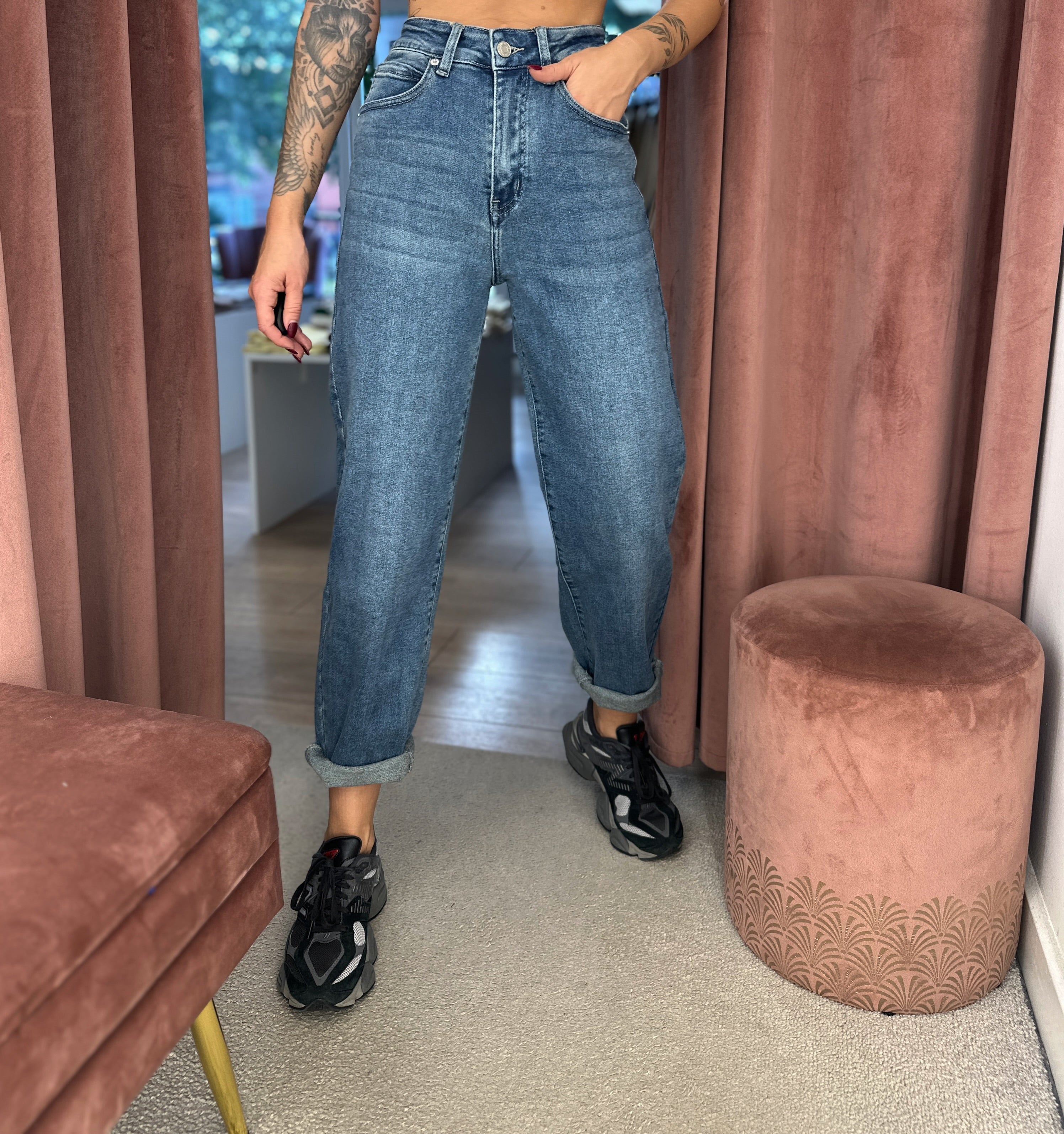 Džinsai ‘Mom-fit basic’