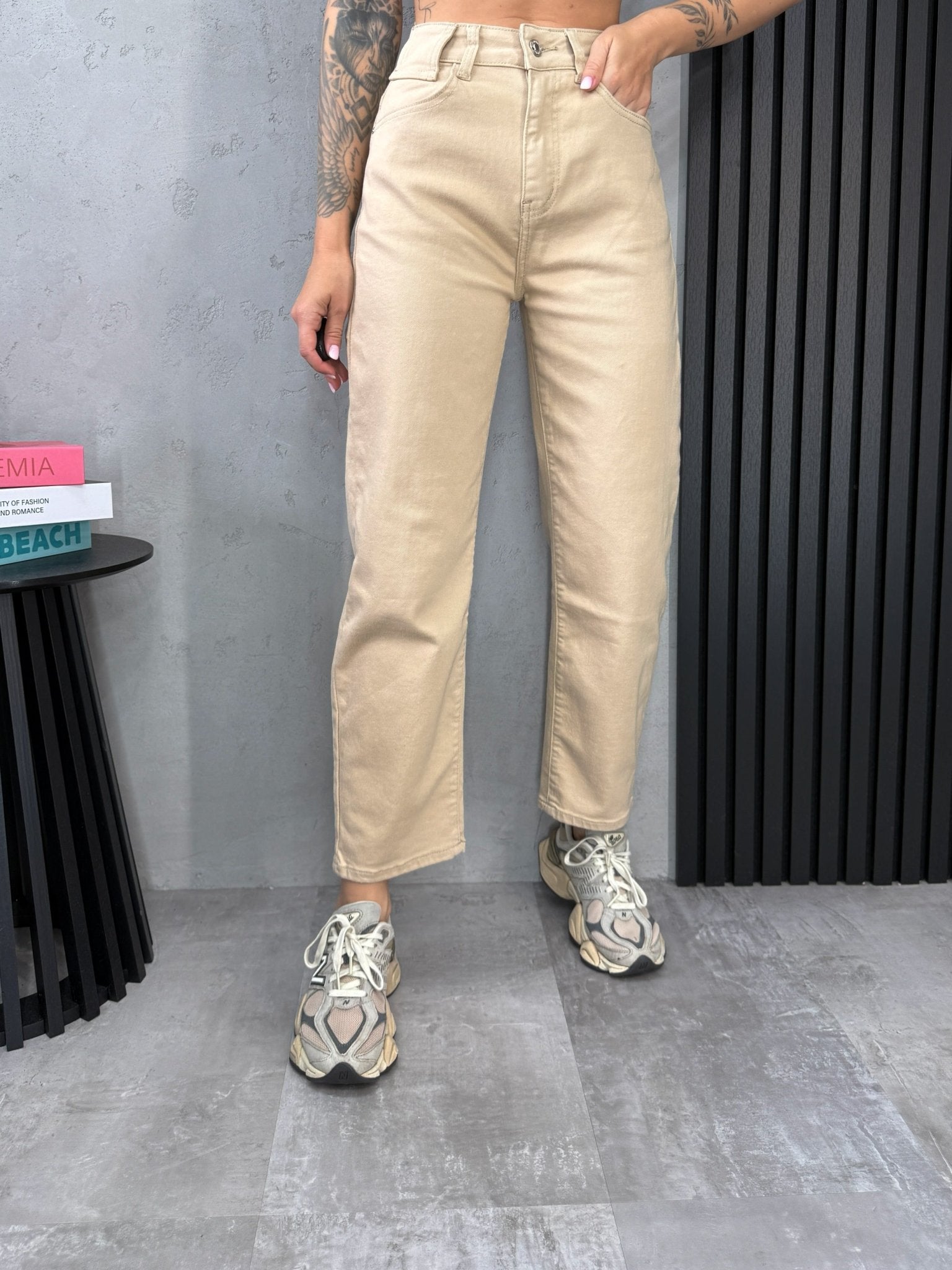 Beige džinsai ‘Mom fit base’ - MASIM - Džinsai