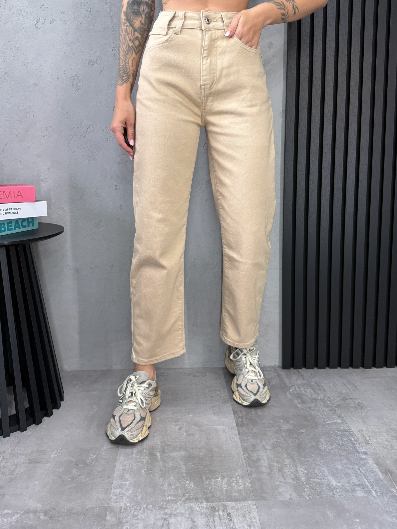 Beige džinsai ‘Mom fit base’ - MASIM - Džinsai