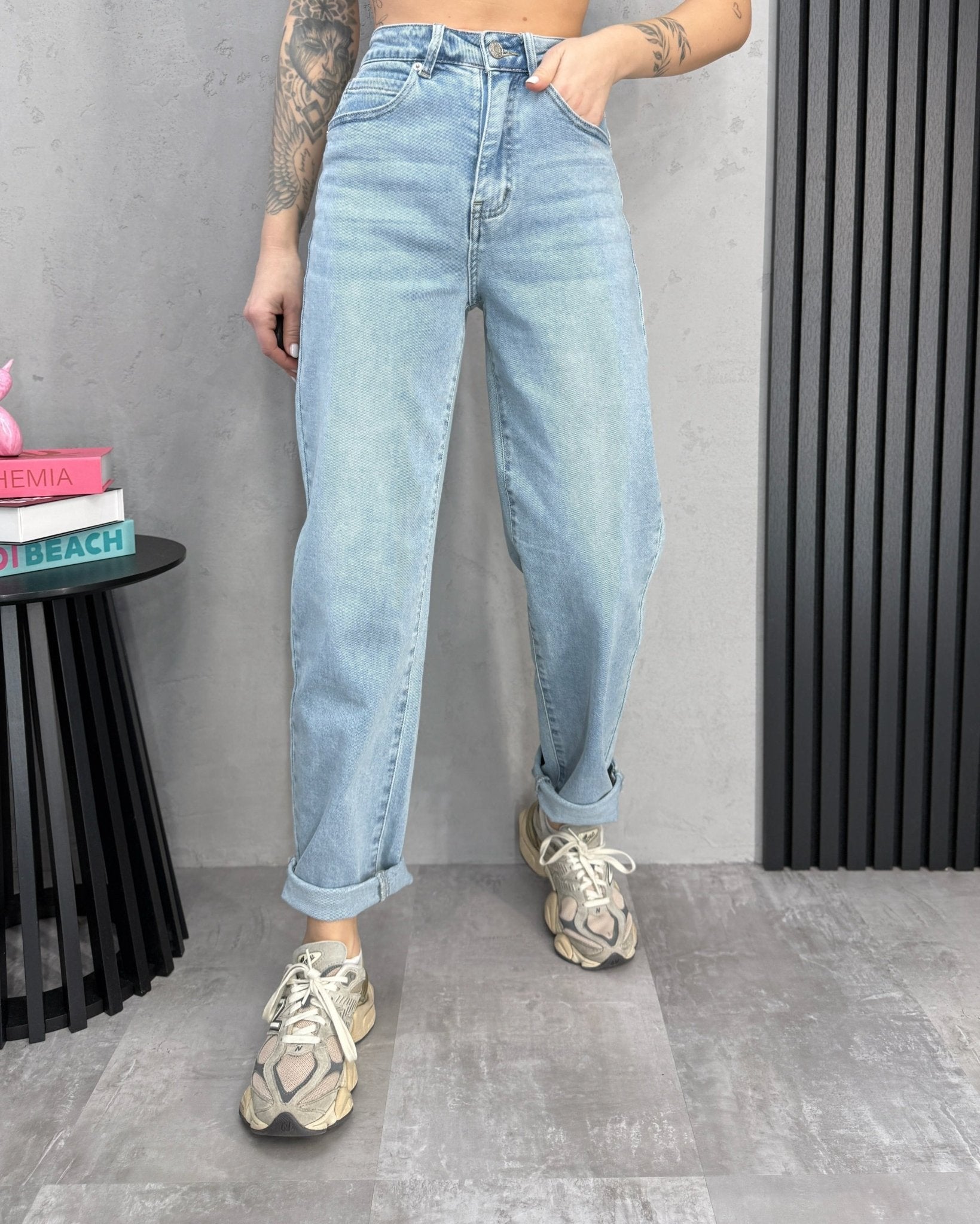 Šviesus džinsai ‘Mom fit premium’ - MASIM - Džinsai