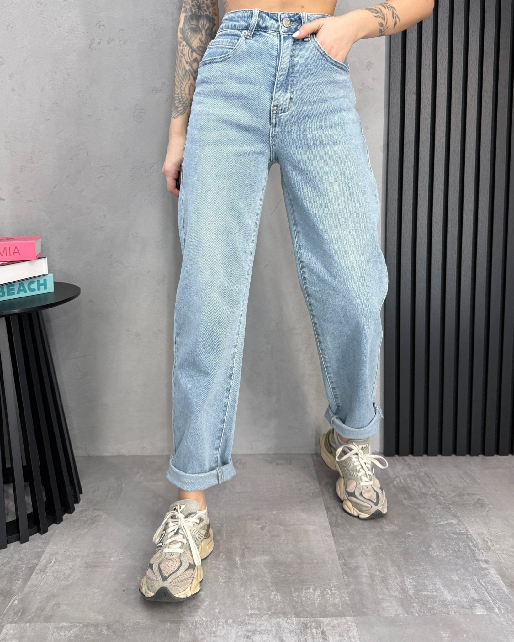 Šviesus džinsai ‘Mom fit premium’ - MASIM - Džinsai