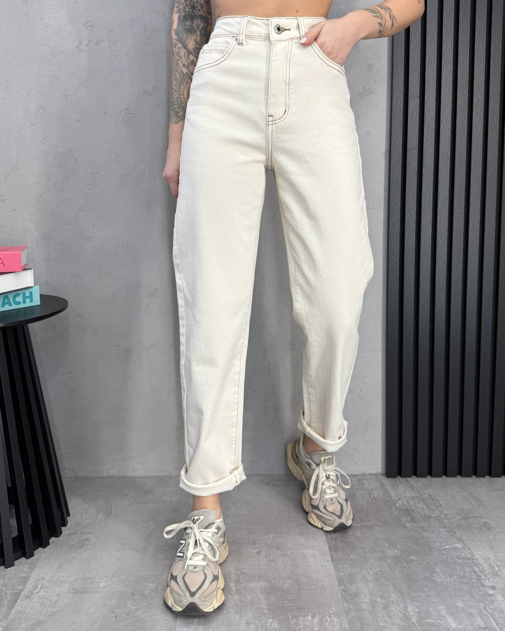 Kreminiai džinsai ‘Mom fit’ - MASIM - Džinsai