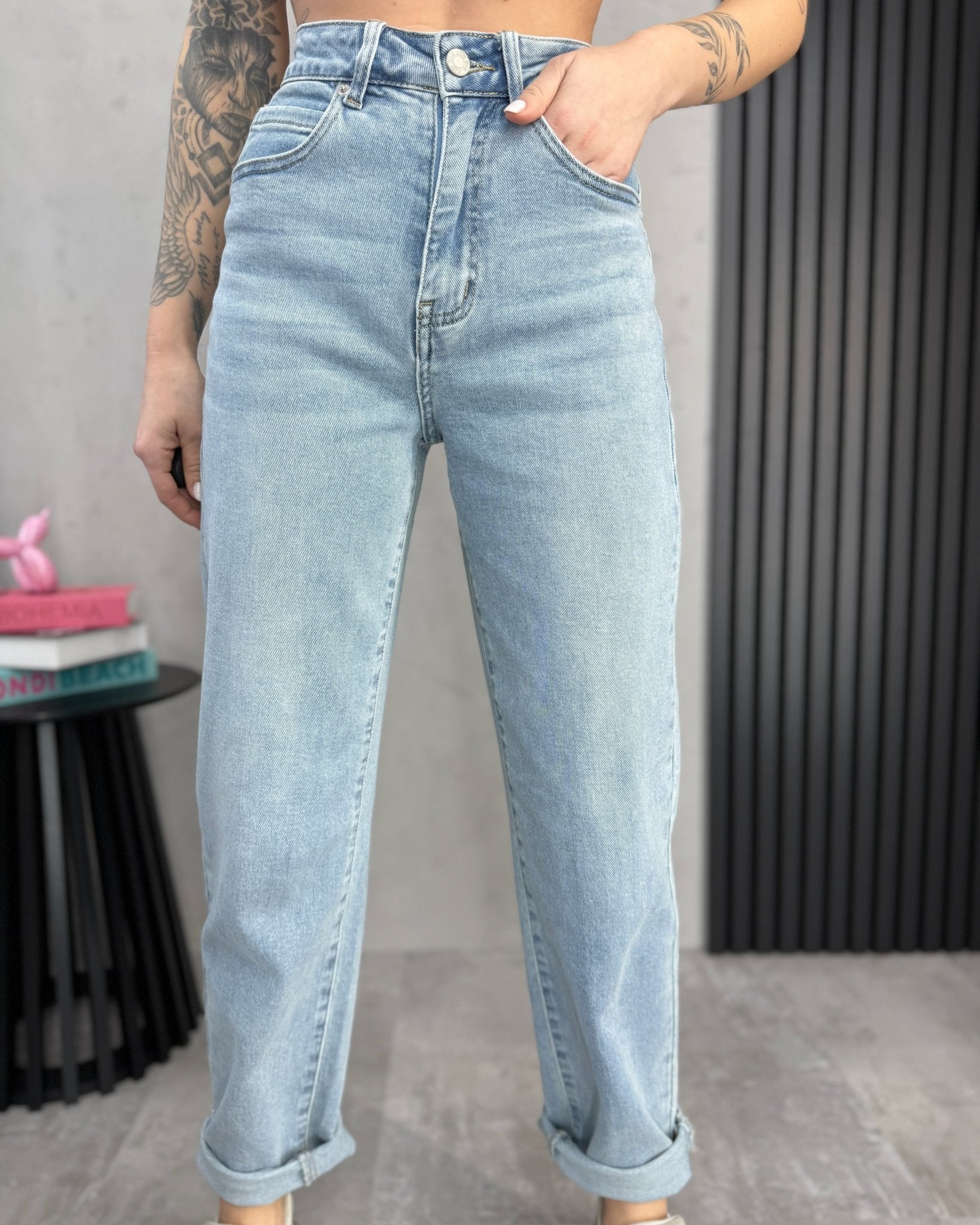 Šviesus džinsai ‘Mom fit premium’ - MASIM - Džinsai