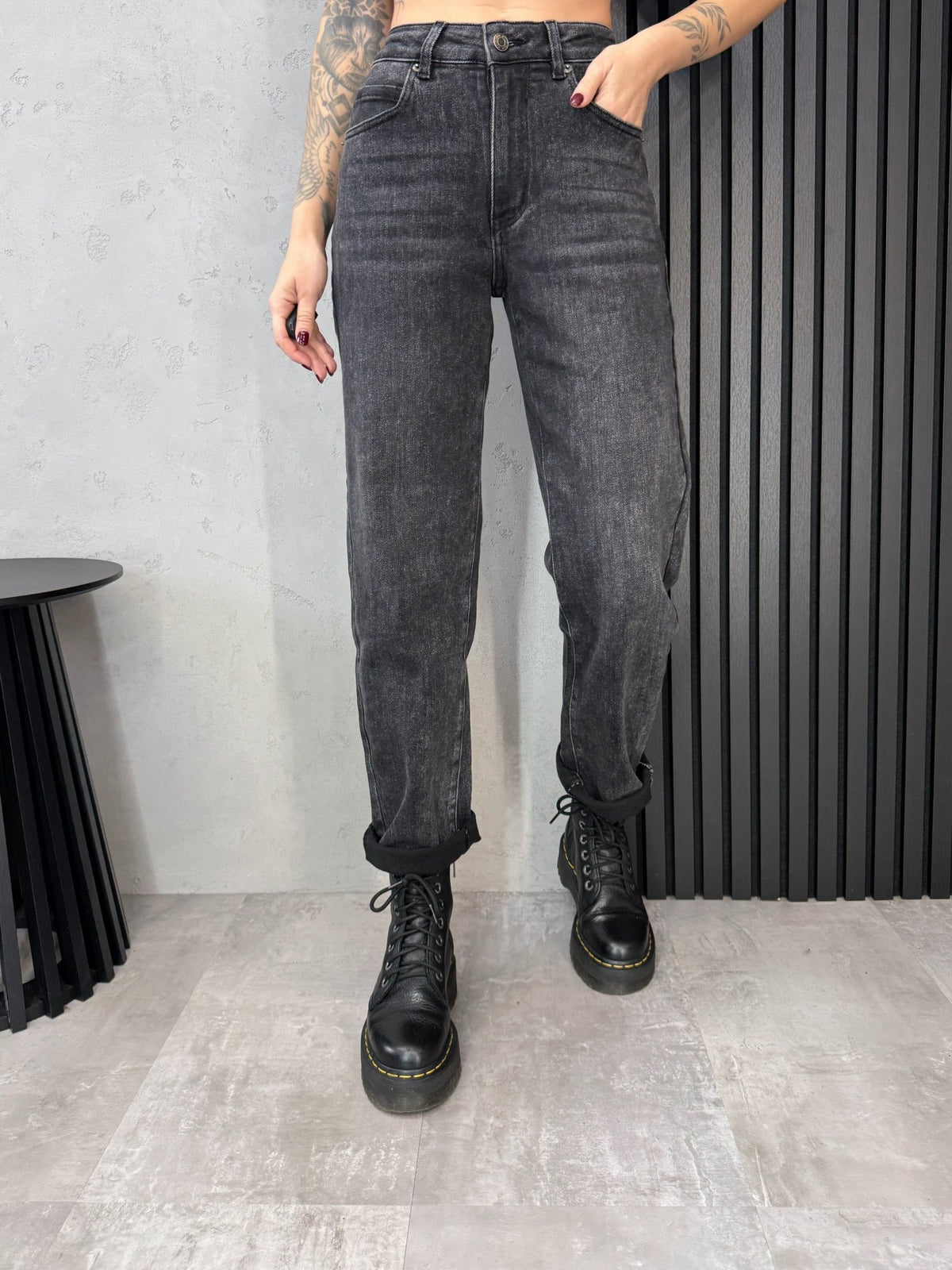 Tamsiai pilki džinsai ‘Mom baseventi’ - MASIM - Džinsai